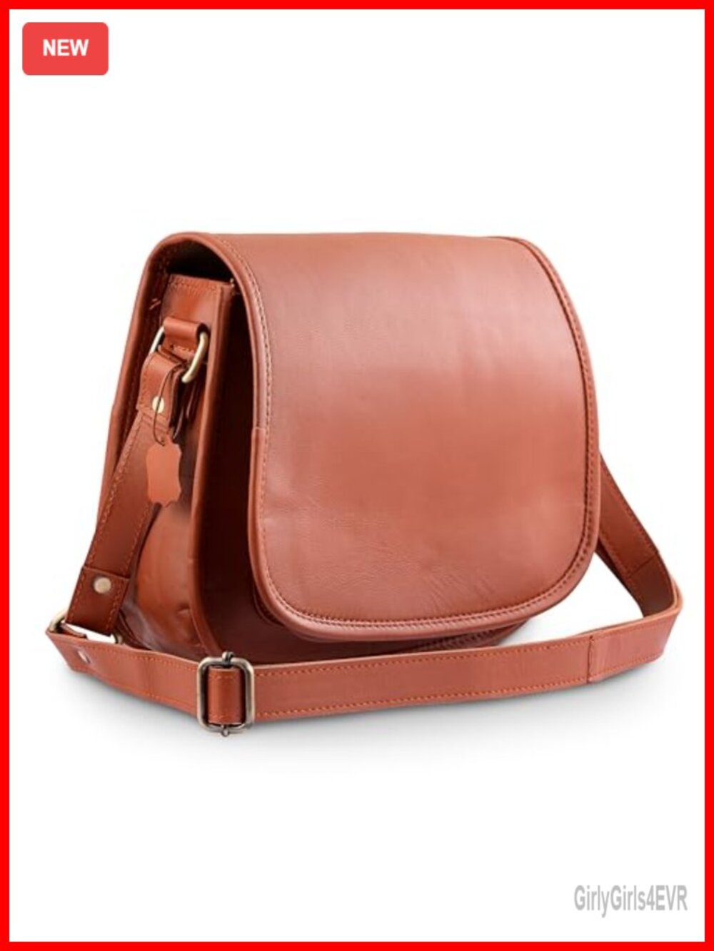 Genuine Leather Crossbody Bag Full Flap Saddle Handmade 10 inch